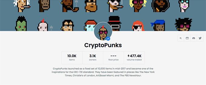 O que é NFT: CryptoPunks na OpenSea.