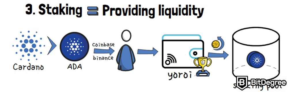 What is yield farming: Staking = providing liquidity.