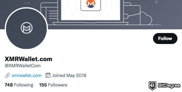 XMR Wallet review: Twitter page.