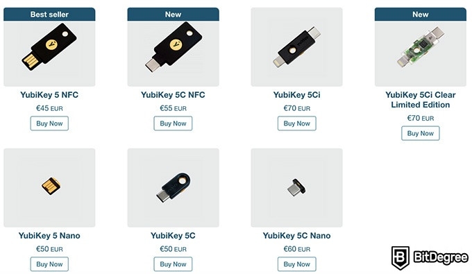 YubiKey review: generation 5 YubiKeys.