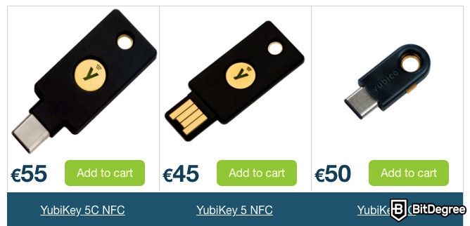 Análise da YubiKey: uma seleção de YubiKeys.