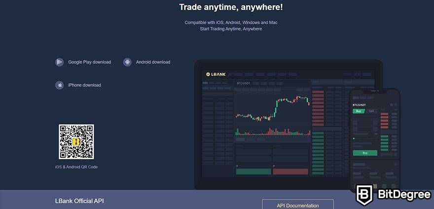 LBank Review: trade anytime section.
