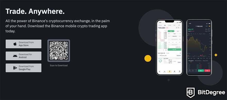 Best app for crypto trading: Binance app.