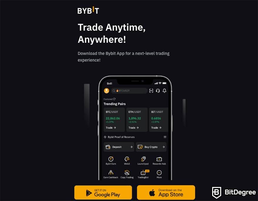 Best app for crypto trading: Bybit app.