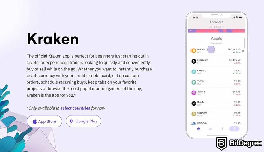 Best app for crypto trading: Kraken app.