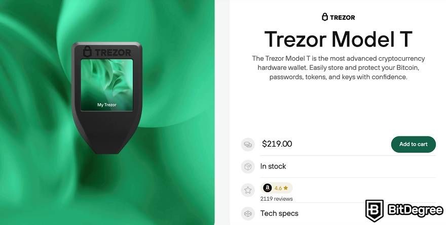 Best Bitcoin Cash wallet: Trezor Model T.
