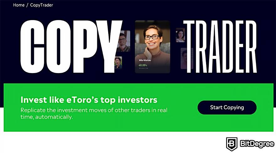 Best copy trading crypto: eToro.