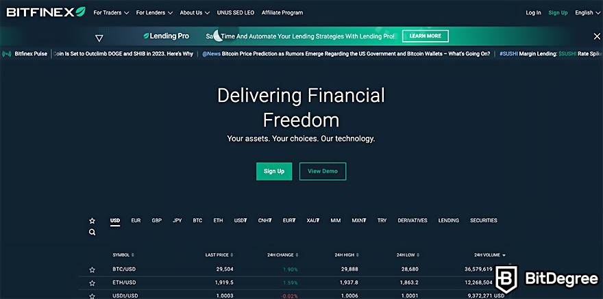 Nền tảng giao dịch OTC tiền điện tử tốt nhất: Bitfinex.