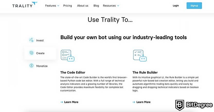 Best crypto trading bot: Trality.