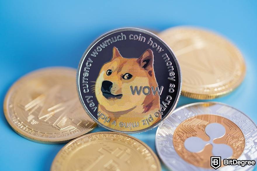 Monedero Dogecoin: Dogecoin en un teclado.