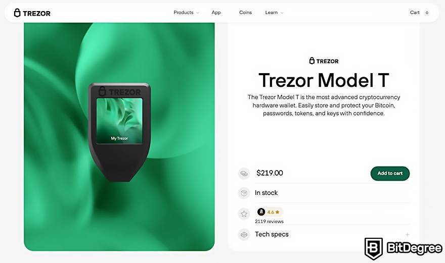 Best Dogecoin wallet: Trezor Model T.
