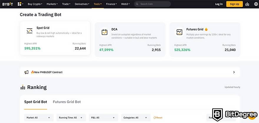 Best free crypto trading bot: Bybit.