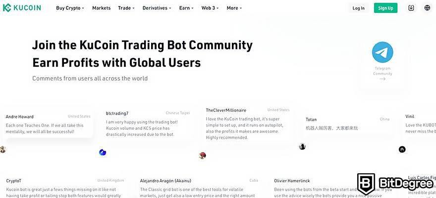 Best free crypto trading bot: KuCoin.