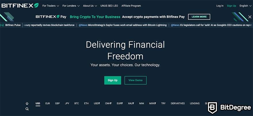 Best free crypto trading platform: Bitfinex.