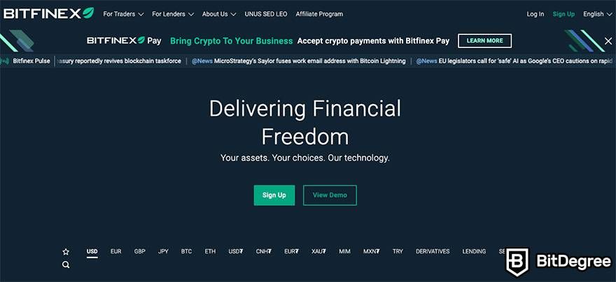 Nền tảng giao dịch tiền ảo miễn phí tốt nhất: Bitfinex.