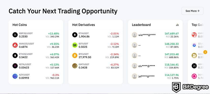Best free crypto trading platform: Bybit top coins.