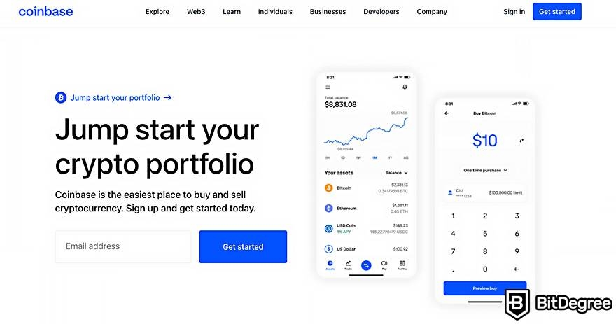 Nền tảng giao dịch tiền ảo miễn phí tốt nhất: Coinbase.