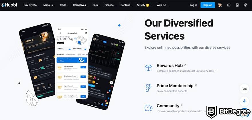 Best free crypto trading platform: Huobi services.