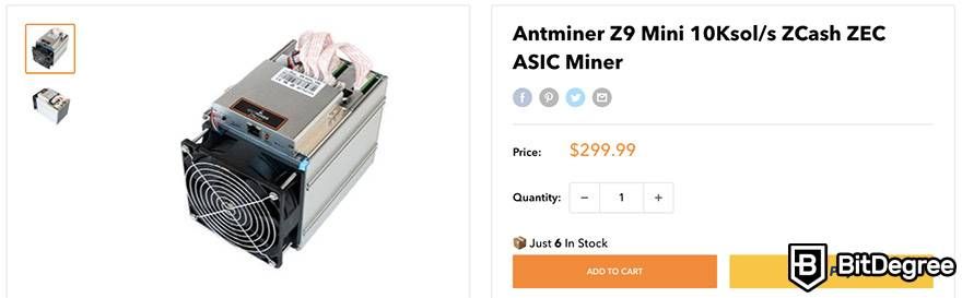 Análise do Bitcoin Merch: oferta de produtos Antiminer Z9.