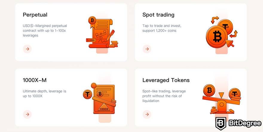 BKEX review: perpetual, spot trading, 1000X-M contracts, and leveraged tokens.