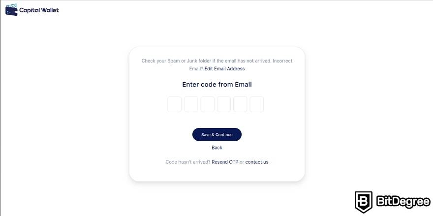 análise da capital wallet: código de email