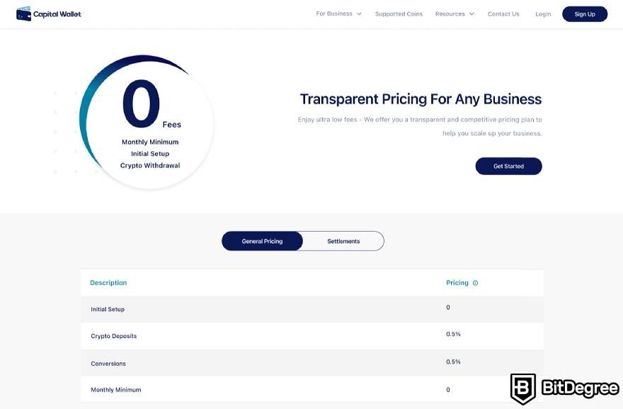 Capital Wallet review: transparent pricing for any business.