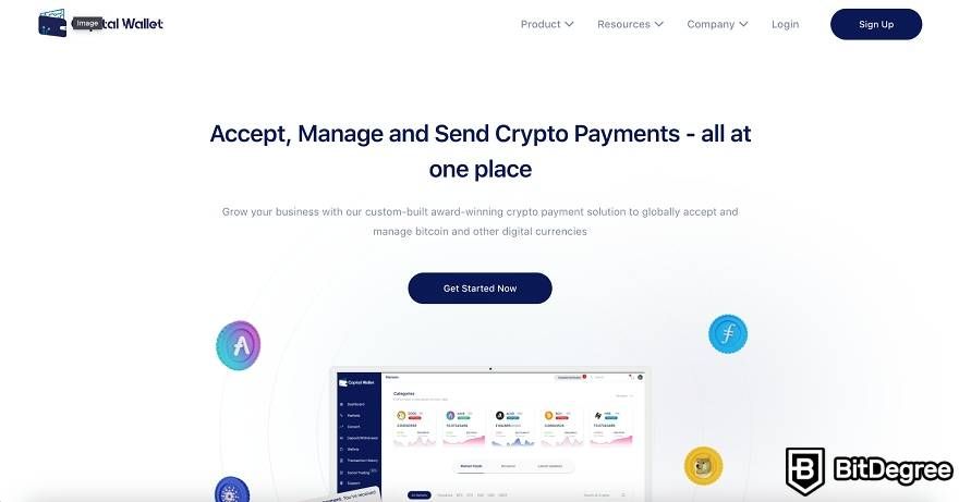 Capital Wallet review: the homepage of the platform.