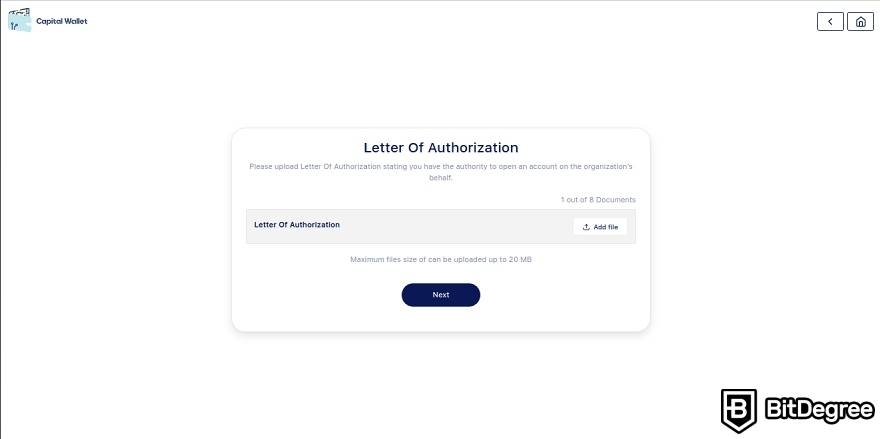 Capital Wallet review: letter of application.