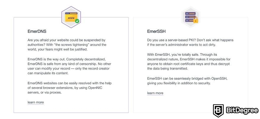 Coin domain: Emercoin features.