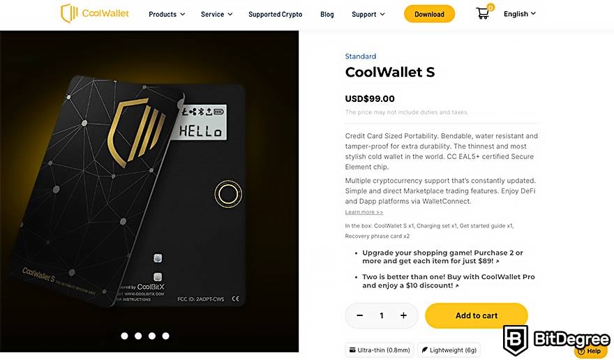 Холодный кошелек: CoolWallet S.