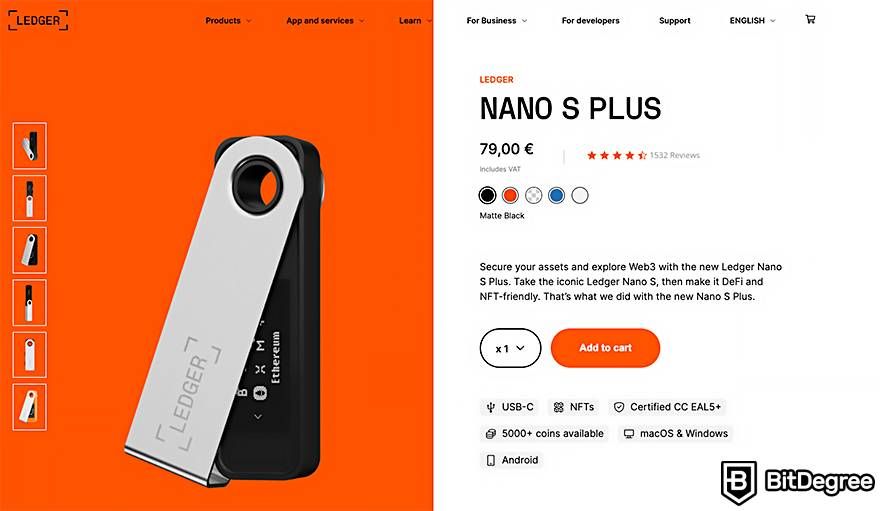 Ví lạnh tốt nhất: Ledger Nano S Plus.