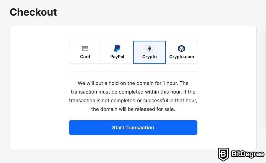 How does Unstoppable Domains work: crypto payment method.