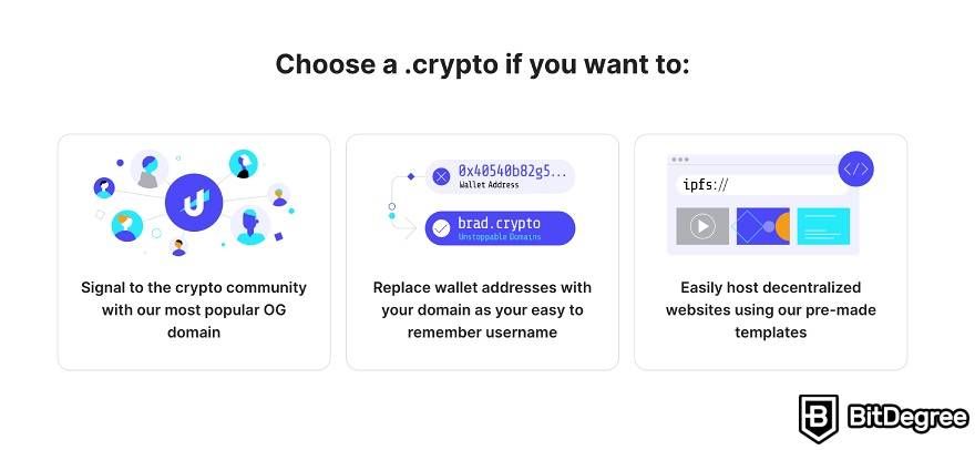 How does Unstoppable Domains work: .crypto domains.