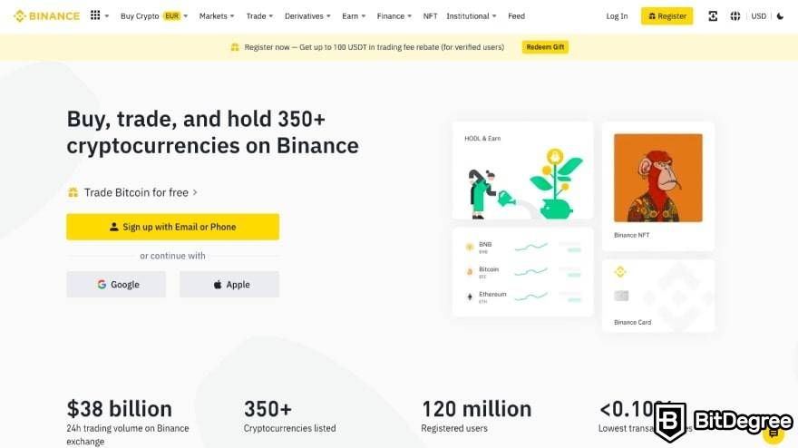 How to buy Bitcoin in India: Binance Homepage.