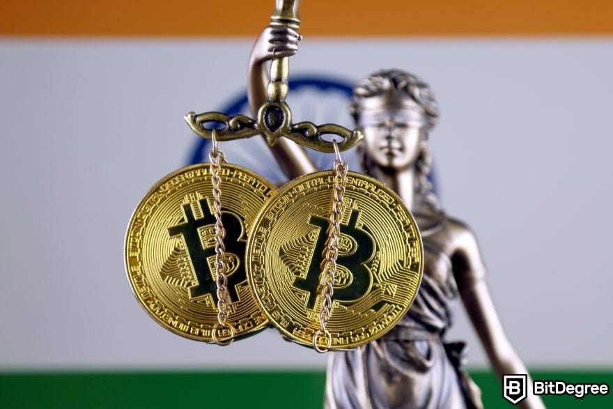 How to buy Bitcoin in India: Bitcoin, law, Indian flag.