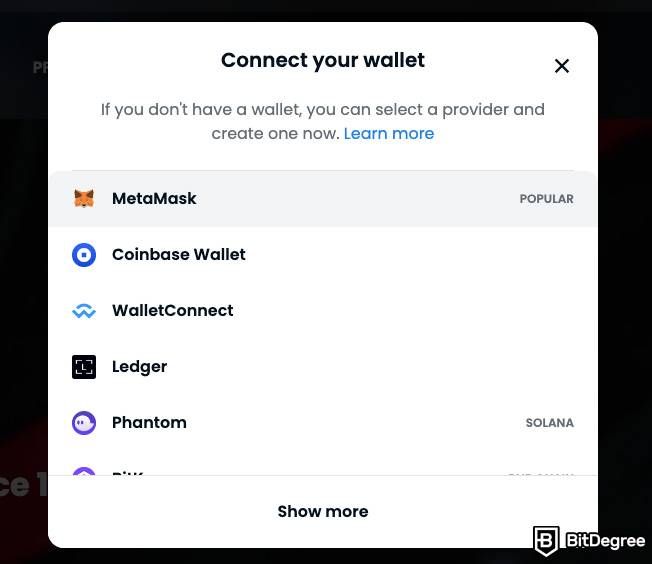 How to create NFT art: Connect wallet.