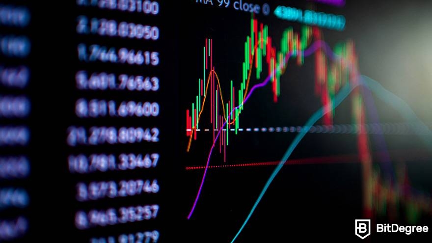 How to trade crypto: a close-up view of trading charts on a monitor.