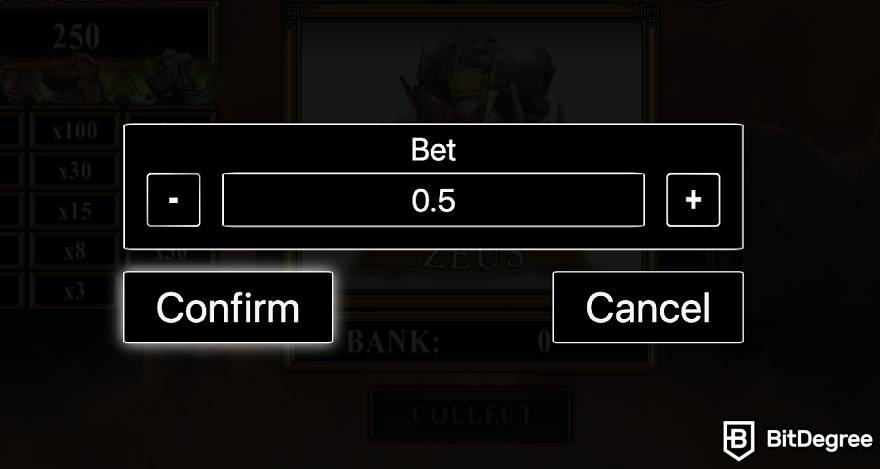 How to use CoinGames: betting amount.