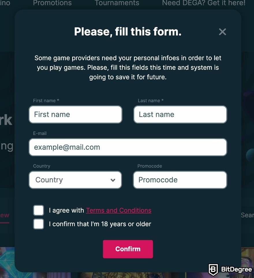 How to use CoinGames: registration.
