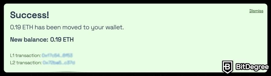 How to use Vertex Protocol: successfully converting your Goerli ETH to Arbitrum-specific ETH.