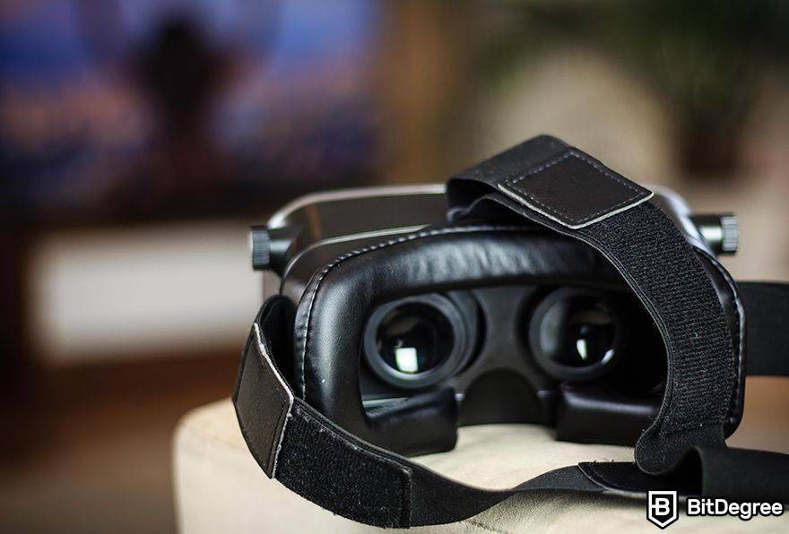 Interoperability in the metaverse: VR goggles resting.