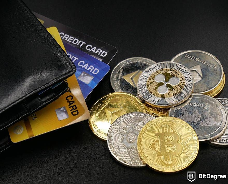 Largest lost Bitcoin wallet: Bitcoins next to credit cards.