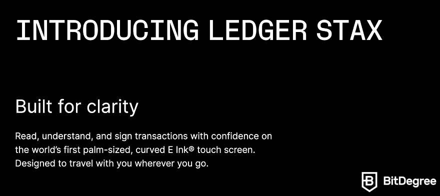 Ledger Stax review: the simplicity of the Stax wallet.