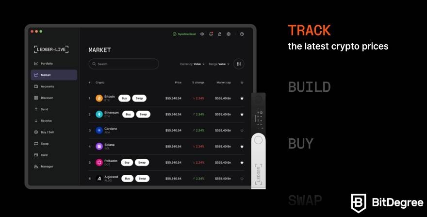 Đánh giá Ledger Stax: Trưng bày Ledger Live.