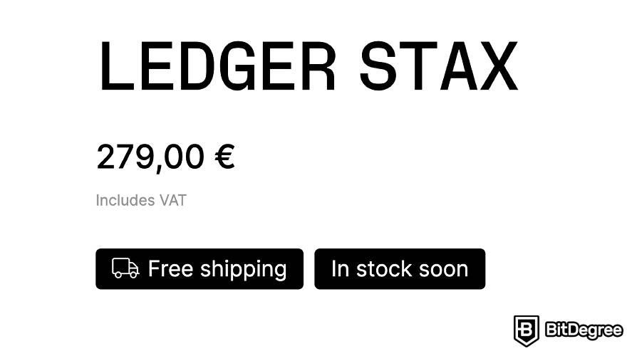 Ledger Stax review: the price tag of the Ledger Stax.