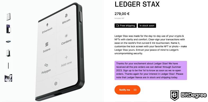 Đánh giá Ledger Stax: ví Ledger Stax.