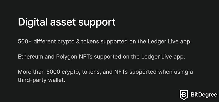 Ledger Stax review: supported assets.