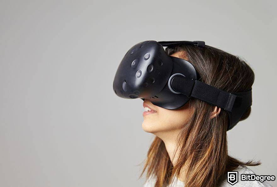 Metaverse laws: woman stares off into space with VR.