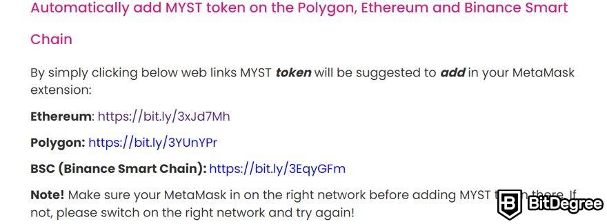 Mysterium-VPN: thêm MYST.