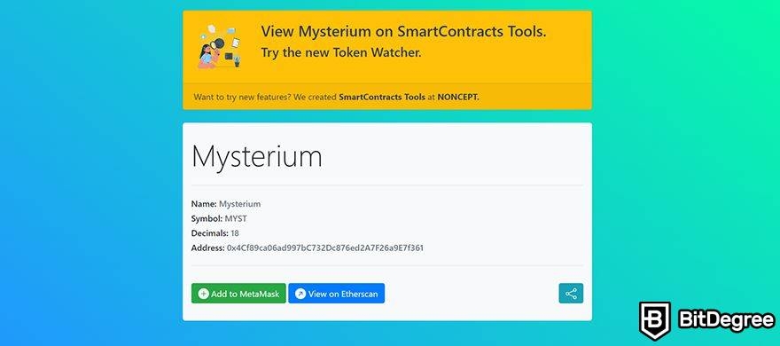 Mysterium VPN: add to MetaMask.